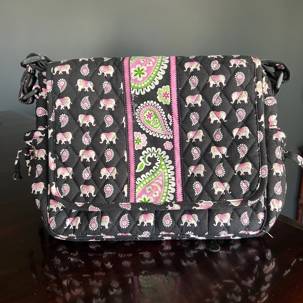 Vintage Vera Bradley Pink Elephants Mailbag Crossbody Messenger Bag Retired